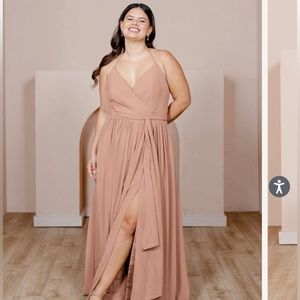 Revelry Hannah Chiffon Faux Wrap Dress—antique blush